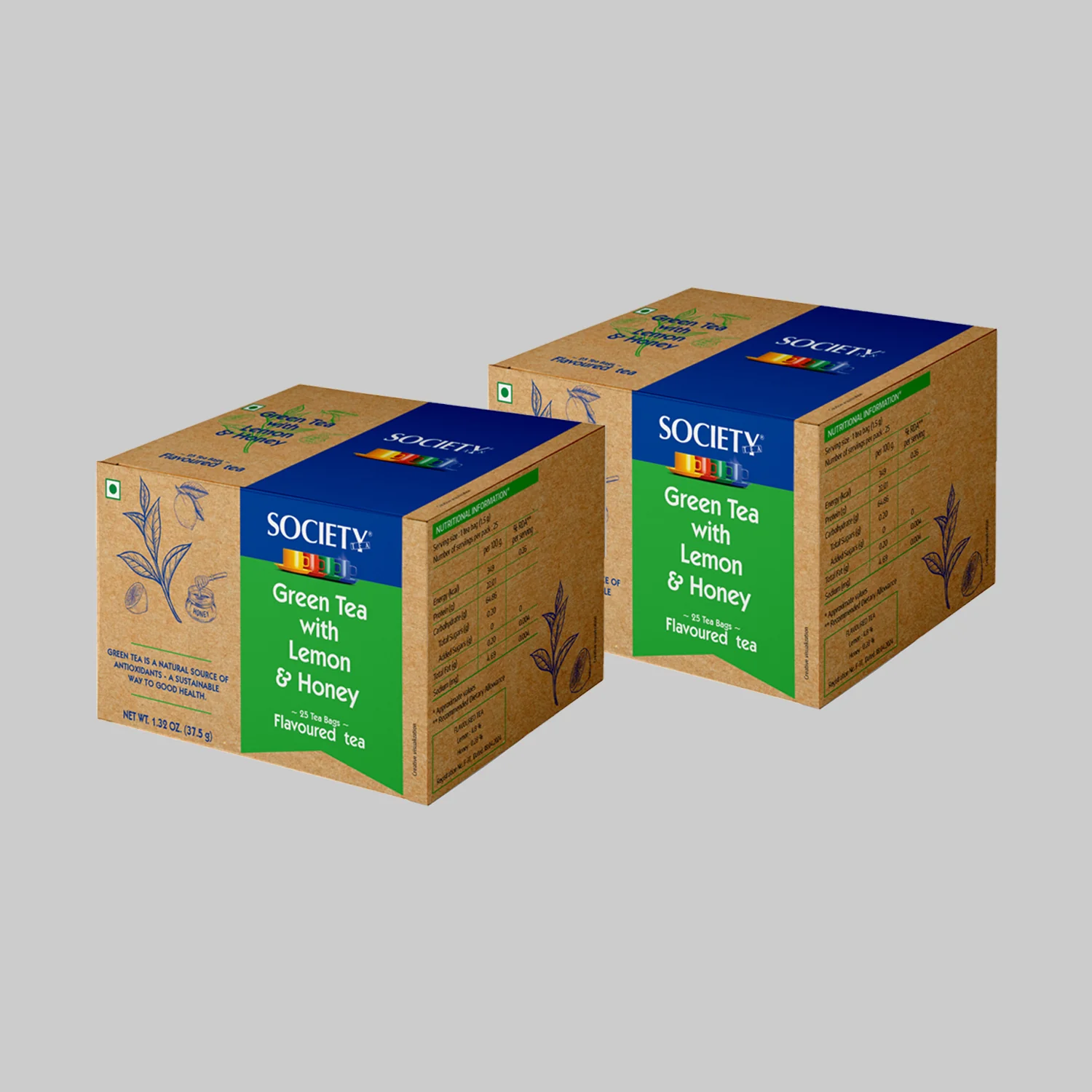 Society Green Tea with Lemon and Honey Flavoured Tea Bags  (37.5g) - Image 4