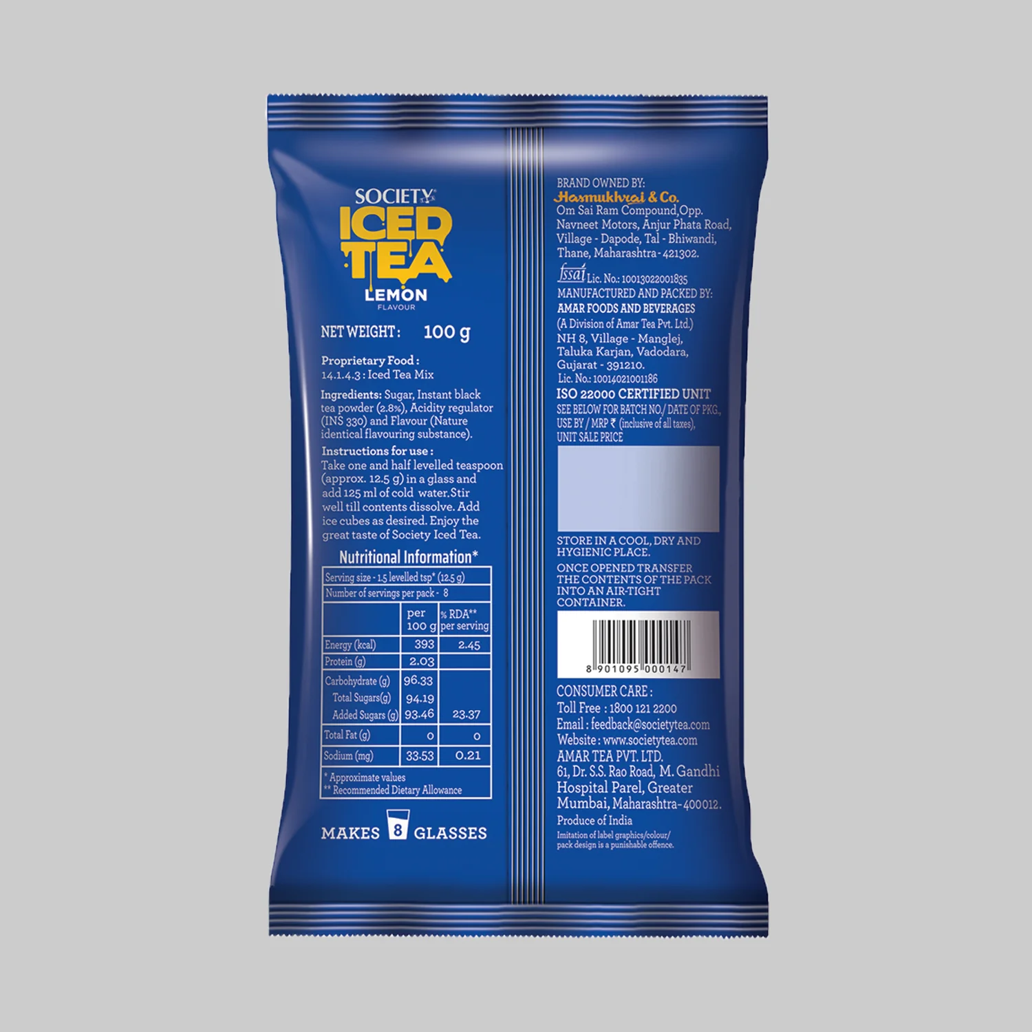 Society Iced Tea Lemon Black Premix Pouch - Image 3
